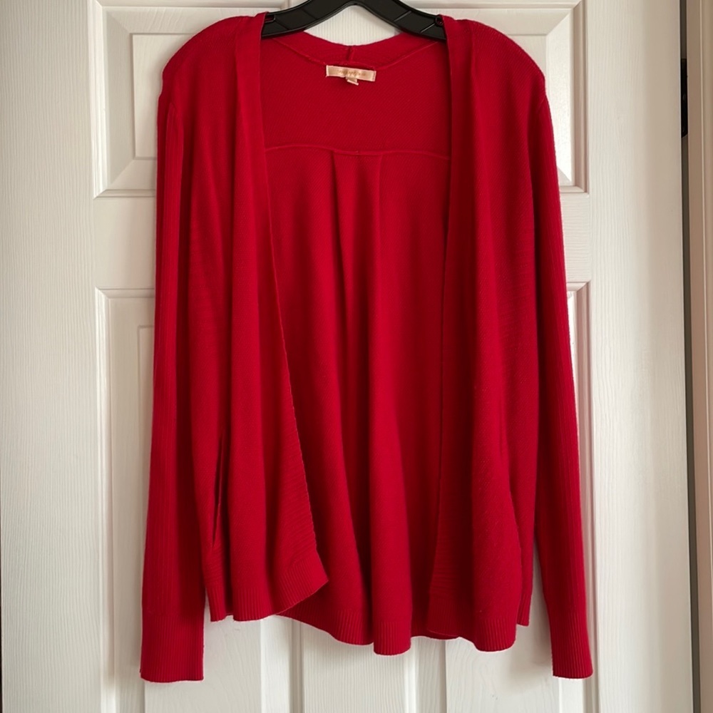 SUPER SOFT bright red Skies Are Blue Cardigan